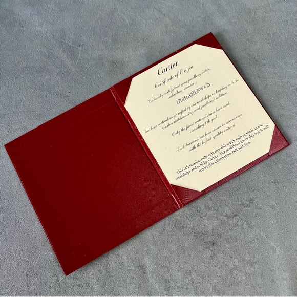 CARTIER Watch Certificate filled5.80x5.10 inches